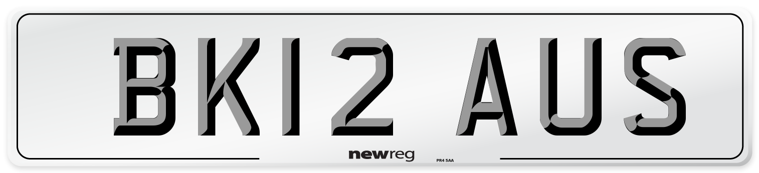 BK12 AUS Number Plate from New Reg